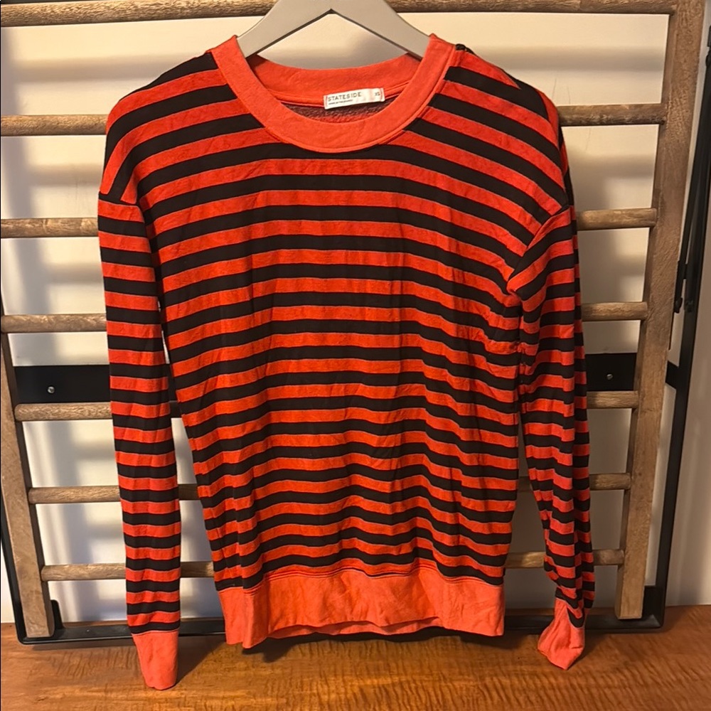 Stateside Crewneck Sweater Orange Red Black Stripes